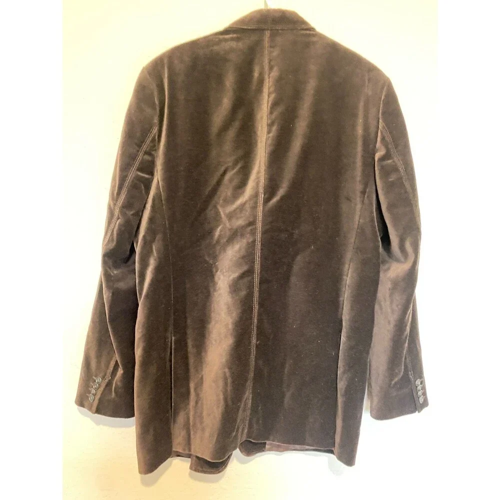 EXPRESS Mens Sz 44 Brown Velvet Two Button Blazer Jacket VTG